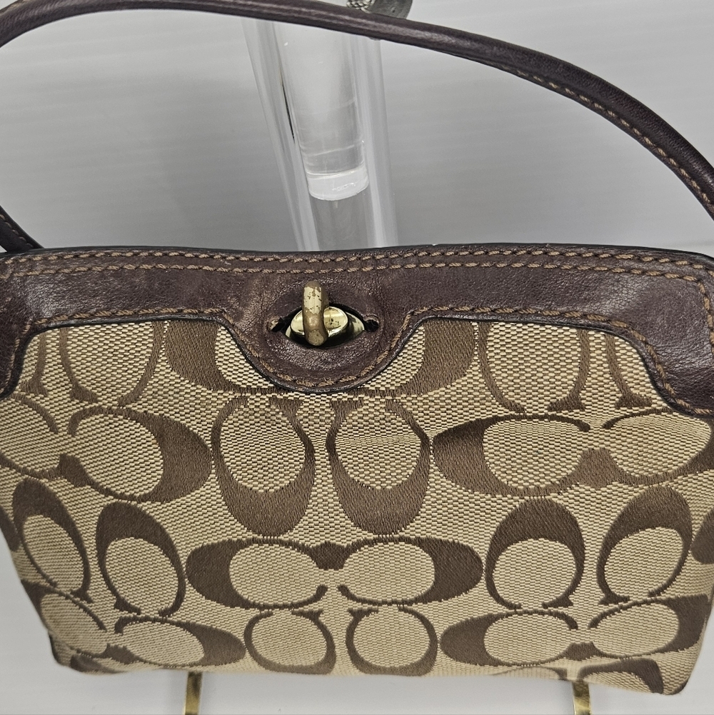 Coach Signature Sufflette Cloth Mini Bag Brown,Y2K Vintage, Rare Wristlet Clutch - Picture 7 of 11